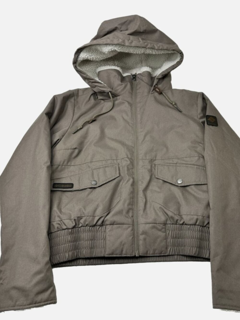 Columbia Thermal Coil Grey Hood Full Zip Puffer Coat Size XS